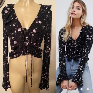 ASOS - Ruffle Front Lace Up Top